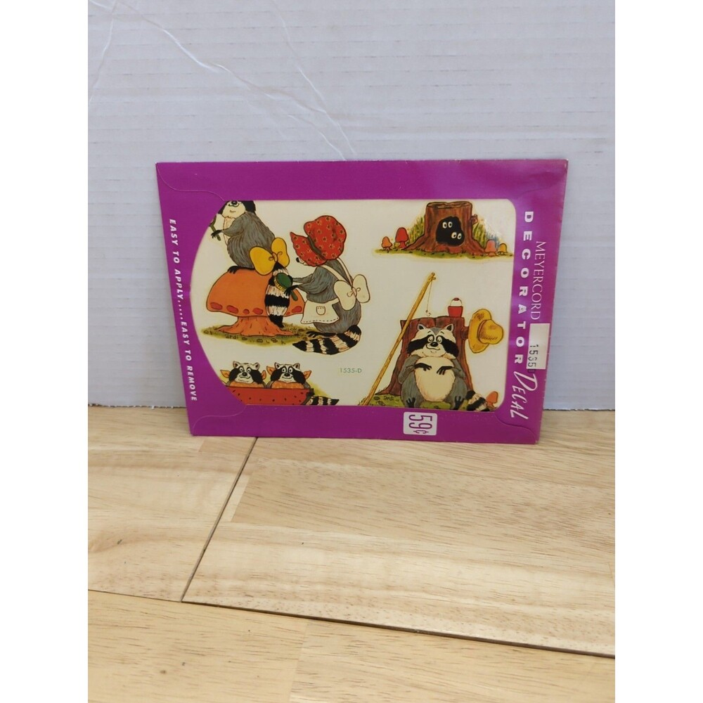 VINTAGE MEYERCORD DECALS raccoon Cottagecore 1970'S ERA IN PACKAGE! NOS